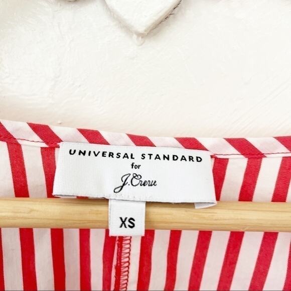 Universal Standard for J.Crew Red/White Striped Poplin Tie-Sleeve Blouse Size XS - Picture 4 of 10